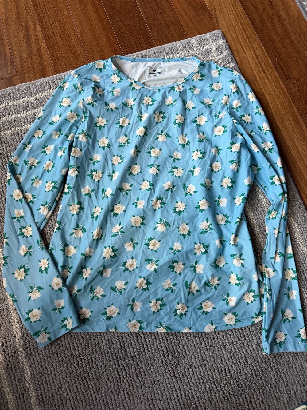 Draper James Light Blue Floral Long-Sleeve Swim Shirt